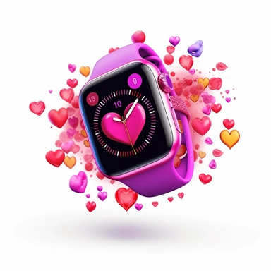 pink apple watch with pink hart rate, clipart