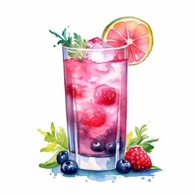 watercolor coctail tom collins clipart