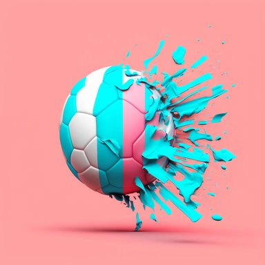 clipart, kick ball effect on a soccer ball, smash, smashing a net Argentina colors, Argentina flag on soccer ball, solid neon pink background 8k
