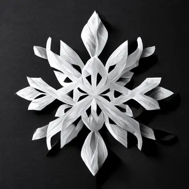 white paper snowflake, snowflake made of white paper, black background, no shadow, realistic, clipart