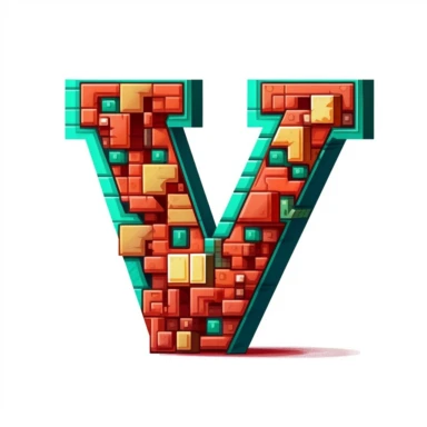 letter W clipart, 8 bit style, white background, front view