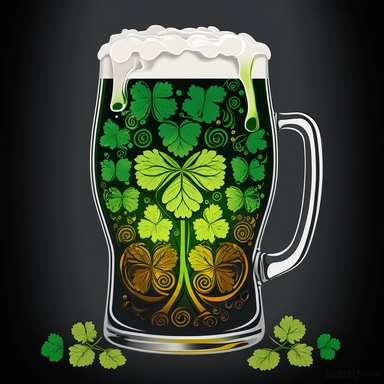 clipart, irish flag beer shamrocks, abstract design, celtic pattern