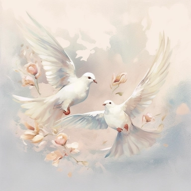 wedding watercolor graphics, subtle neutral pastel tones, sparklecore, embossed paper, Design an enchanting wedding clipart showcasing graceful doves, symbolizing love and unity, with their wings spread wide in a gentle flight, capturing the spirit of peace and eternal devotion, candid, multi-layered
