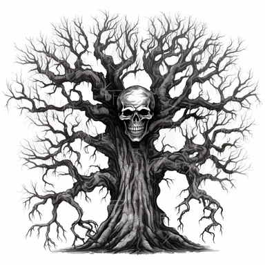 Spooky Tree Halloween Clipart on a white background