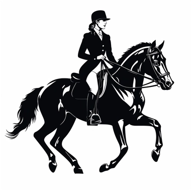 Equestrian clipart in black and white. White background