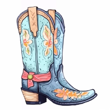 beautiful designer female cowboy boot watercolor vector clipart on a white background, fit on page