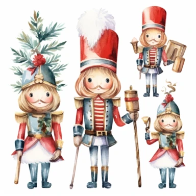 Cute christmas nutcracker watercolor clipart