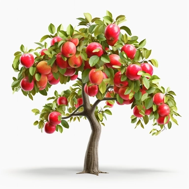 3d apple tree clipart, apples hanging on tree, white background, high quality illustrations__7:4