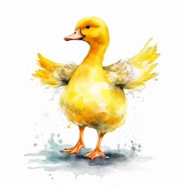 yellow rubber duck as a dancer clipart white background vector watercolor