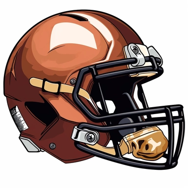 clipart of a brown football helmet, illustration, style of takeshi obata