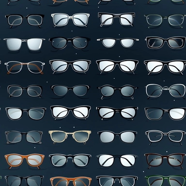 white silhouette of eyeglass frames on black background, clip art, hand drawn style