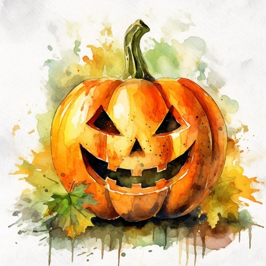 watercolor art of halloween happy jack-o-lantern, in the style of realistic and hyper-detailed renderings, sketchfab, ahmed morsi, realistic watercolor paintings, use of common materials, handcrafted designs clipart yellow and green with background removed