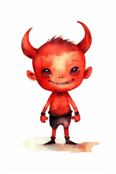 devil watercolor clipart cute isolated on white background