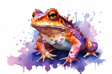 Watercolor, Argentine Horned Frog Amphibian, clipart, hd, on a white background, spaced out