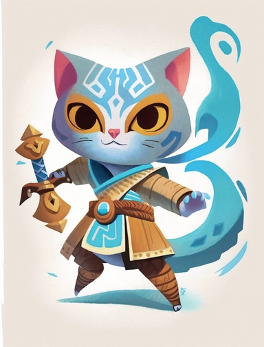 beautifully colored, beautifully illustrated anthropomorphic self defense cat , with a cast shadow , beautiful gouache painting, chibi clipart with a cast shadow on white background, beautiful gouache painting, , watercolor art by concept art by Ken Sugimori art by cory loftis art by cory loftis