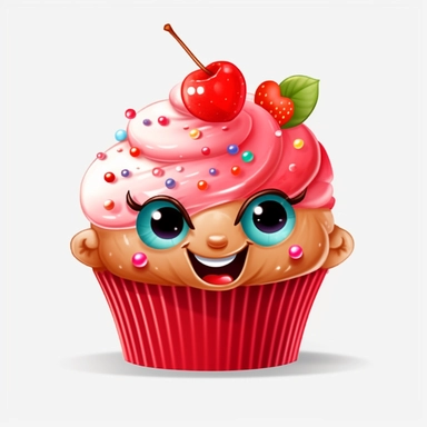 funny cupcake clipart, transparent background
