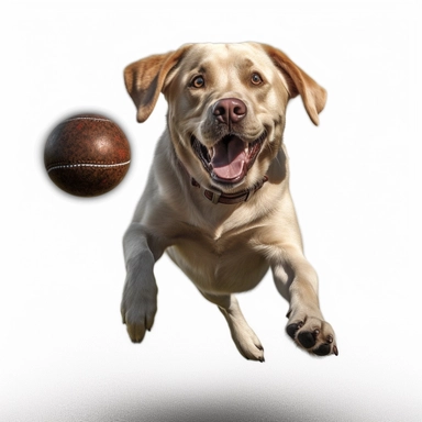 3D Super Realistic labrador retriever Dog chasing the ball Clipart