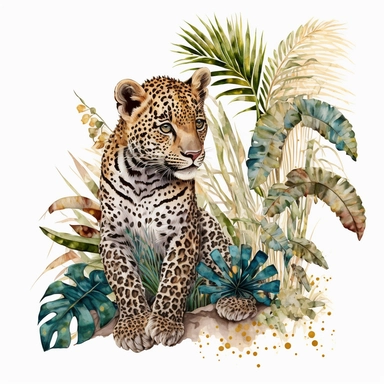 Leopard Watercolor, watercolor clipart, Tropical, Africa, African Animals, watercolor clipart, baby shower, transparent background, png, high detail, 8k - d, 32k