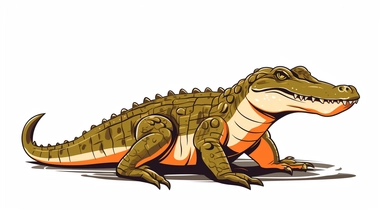 clip art of an alligator, minimalist, two color, white background,