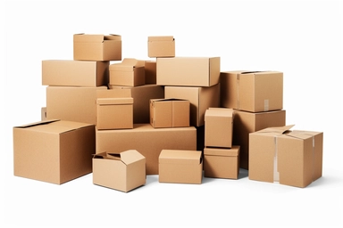 High - resolution, photorealistic clip art of a [boxes], isolated on a clean [white] background, this image features no border, frame, text, or typography, ensuring a clean and clear visual, the expert lighting and texture details showcase object simplicity.