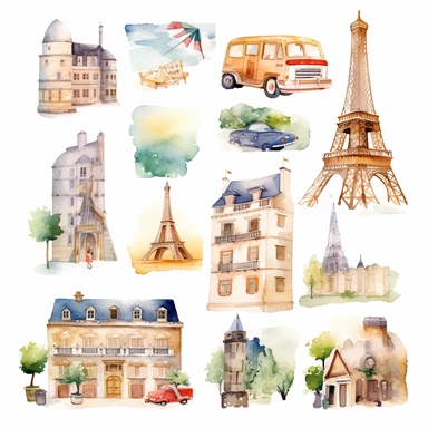 watercolor travel guide book clipart on white background