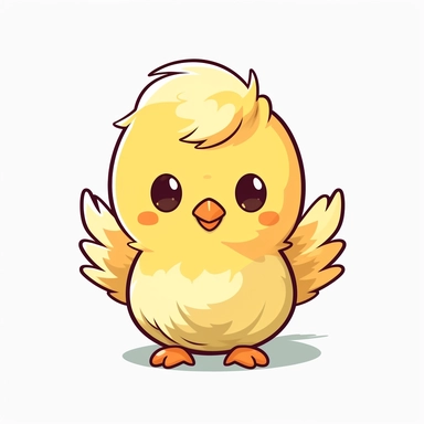a kawaii chicken clipart, white background