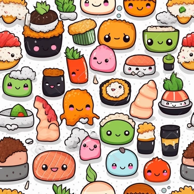 realistic asain kawaii food, digital stamps vector Kawaii Sushi clipart set, Cute sushi clip art, Salmon nigiri, Onigiri, Maki, Ramen, Noodles, Sushi rolls, Japanese food cliparts, Printable Planner stickers, Vector graphics, line art, black and white