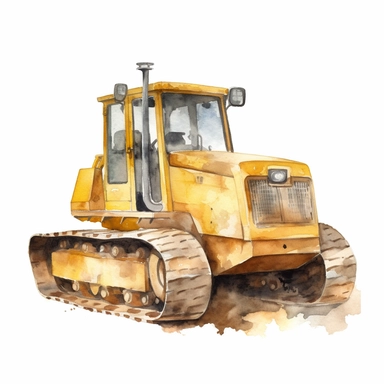 Construction Vehicle clipart on a white background, watercolor