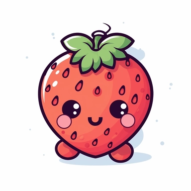 Strawberry clipart, cute Strawberry clipart, fruit clipart,cartoon style, pastel color, minimal, white background for remover