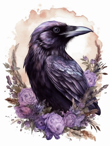 hyper realisticFamiliar: Create a clipart of a familiar, which is a witch's animal companion. You can draw a black cat, a raven, or a snake with a gothic twist. watercolor illustration, color palette Violet, eggplant,diesel,dusty gray,cannon pink, tamarind,mulled wine,charade ,realistic,symmetry,png white background