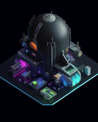 isometric perspective, game sprite, futuristic small spaceship hanger concept, gaming asset, sci-fi, fun, creative, cartoon, clipart, hyper-detailed, black background,