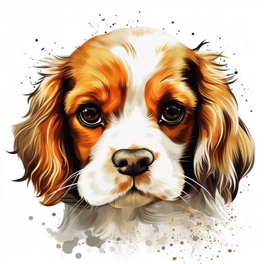 baby Cavalier King Charles Spaniel clipart , original hand drawing, watercolor, understated and flawless for t shirt and cup printing, happy cute smily Basset Hound , transparent background, realistic painting, portrait without writing , style of the artwork, mood of the aartwork, vector, contour , white background, 8K quality, ultra detailed , without signature and without meaningless lines, clipart, white background, High Quality, no writting background, no writting, ultra detailed, no symbol,