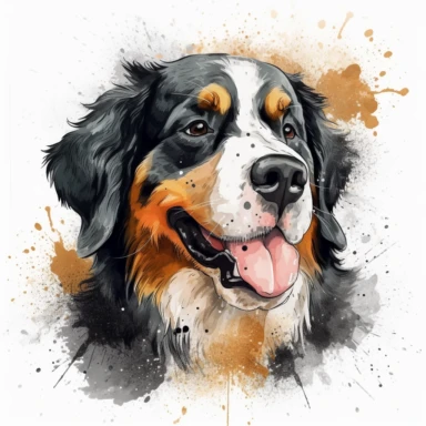 Bernese Mountain Dog clipart, original hand drawing, watercolor, understated and flawless for t shirt and cup printing, happy cute smily Basset Hound , transparent background, realistic painting, portrait without writing , style of the artwork, mood of the aartwork, vector, contour , white background, 8K quality, ultra detailed , without signature and without meaningless lines, clipart, white background, High Quality, no writting background, no writting, ultra detailed, no symbol, without logo a