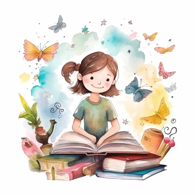 school teacher, watercolor, doodle, fable, child book, clip art, transparent background, 300 dpi, nursery illustration, minimalist, vector illustration, optimistic