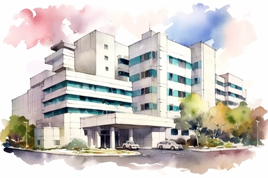Watercolor, General hospitals, clipart, hd, on a white background, spaced out