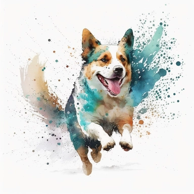 ' watercolor and pencil dog very handsome, dog, full body playing and smiling, and having fun on the white background Clipart clean lines Sublimation, a full body of a beautiful dog, having fun, enjoying his time with the ultimate details clean lines a __ 1000 __ 8 : 10 __ v5