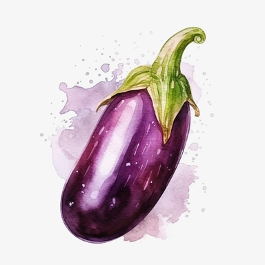 eggplant watercolor clipart white background png svg vector