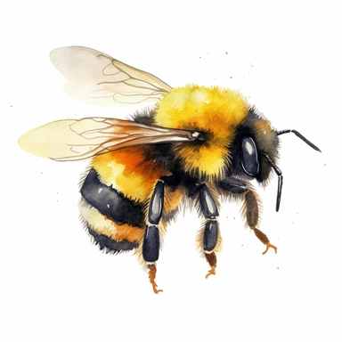 a realistic looking watercolor fat bumblebee sideview clipart