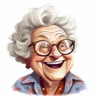 Happy Funny Old Lady Clipart, white background