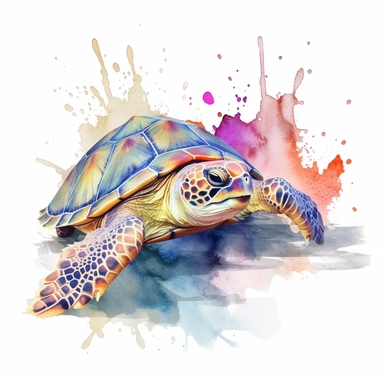 watercolour illustration free brushstrokes, beautiful and joyful, turtle, mark brooks, naturecore, animal clipart, isolated on a white background