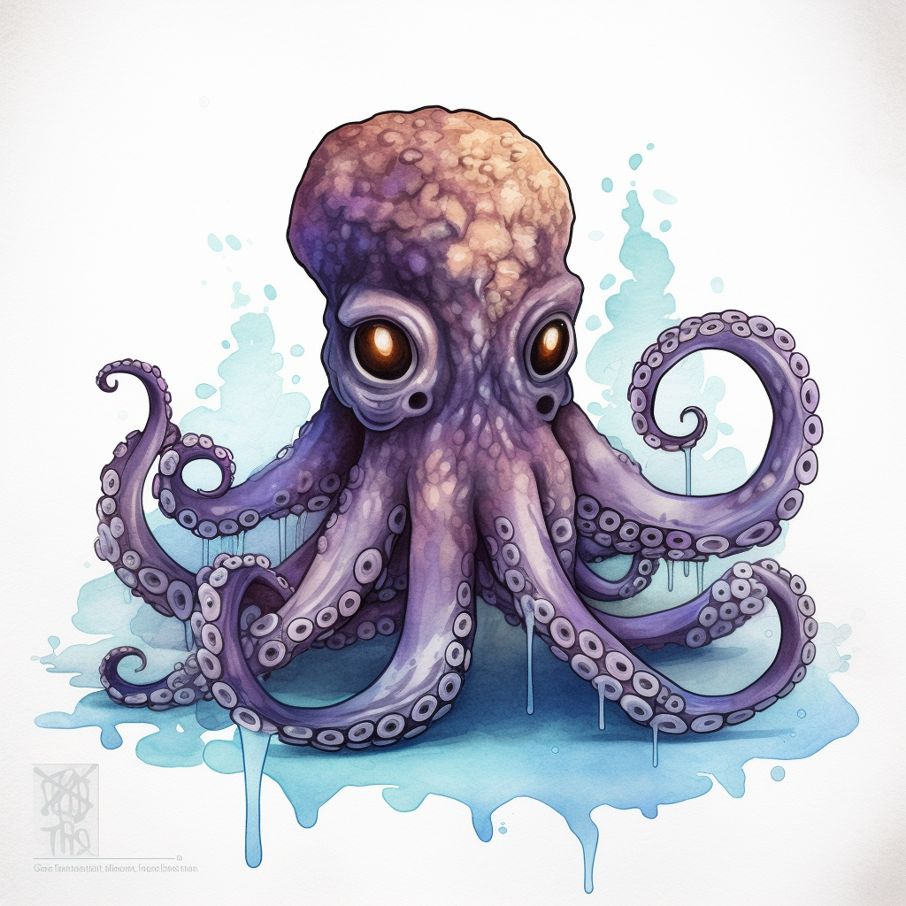 watercolor, Octopus - Octopuses have eight long, flexible tentacles ...