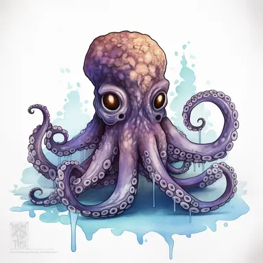watercolor, Octopus - Octopuses have eight long, flexible tentacles that they use to catch prey and move around. They also have large, bulbous heads and large eyes. commission for, vividly bold designs png Full body realistic cartoon in 32K UHD cute. 15 cm thick outline. Black color. There was no shadow on the ground. 8k with realistic watercolors and detailed illustrations. PNG clipart, transparent white background