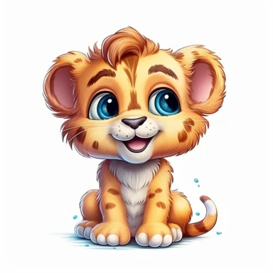 happy cute baby lion , hand draw Illustration clipart, 4K, extremely detailed Sublimation Clipart,Cartoon,hyper realistic, intricate detail, illustration style,high solution,on the white background