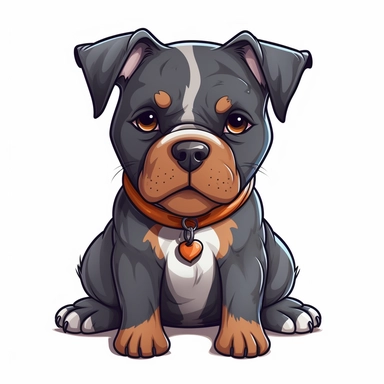 cute american bully dog clipart