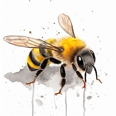 watercolor, Bees: Bees are kept for their honey and are found all over the world, particularly in countries like China, the United States, and Turkey. png Full body realistic cartoon in 32K UHD cute. 15 cm thick outline. Black color. There was no shadow on the ground. 8K with realistic watercolors and detailed illustrations. PNG clipart, transparent white background