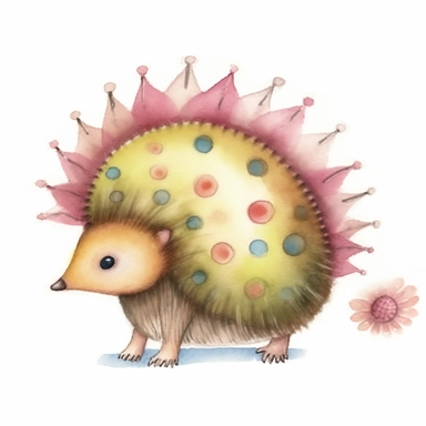beautiful cute whimsical brown hedgehog, hedgepig, Erinaceus, realistic, photorealistic, anatomically accurate, lifelike, naturalistic, simplified, simplistic, doodled by a child, doodle, folk art, watercolor texture, soft brush strokes, clipart on white background, high resolution, free margins