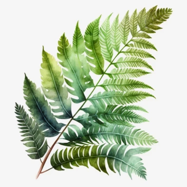 watercolour beautiful Lauren fern tropical leaf with beautiful beautifully detailed realistic Lauae fern palm tropical leaf png image,high resolution,300dpi,graphic clipart,computer graphics