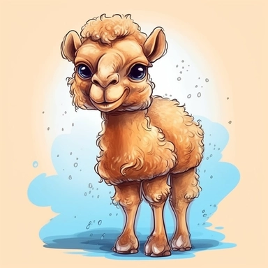 happy cute baby camel, hand draw Illustration clipart, 4K, extremely detailed