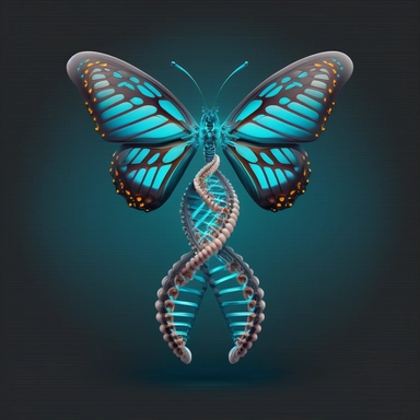 A Realistic Vector Clipart Of A Butterfly in the shape of a double helix human DNA
