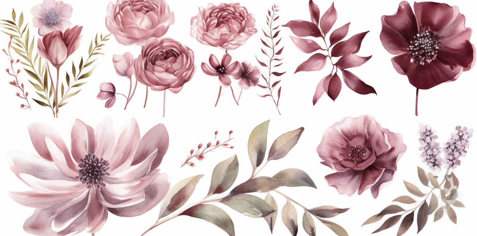 maroon flower cliparts